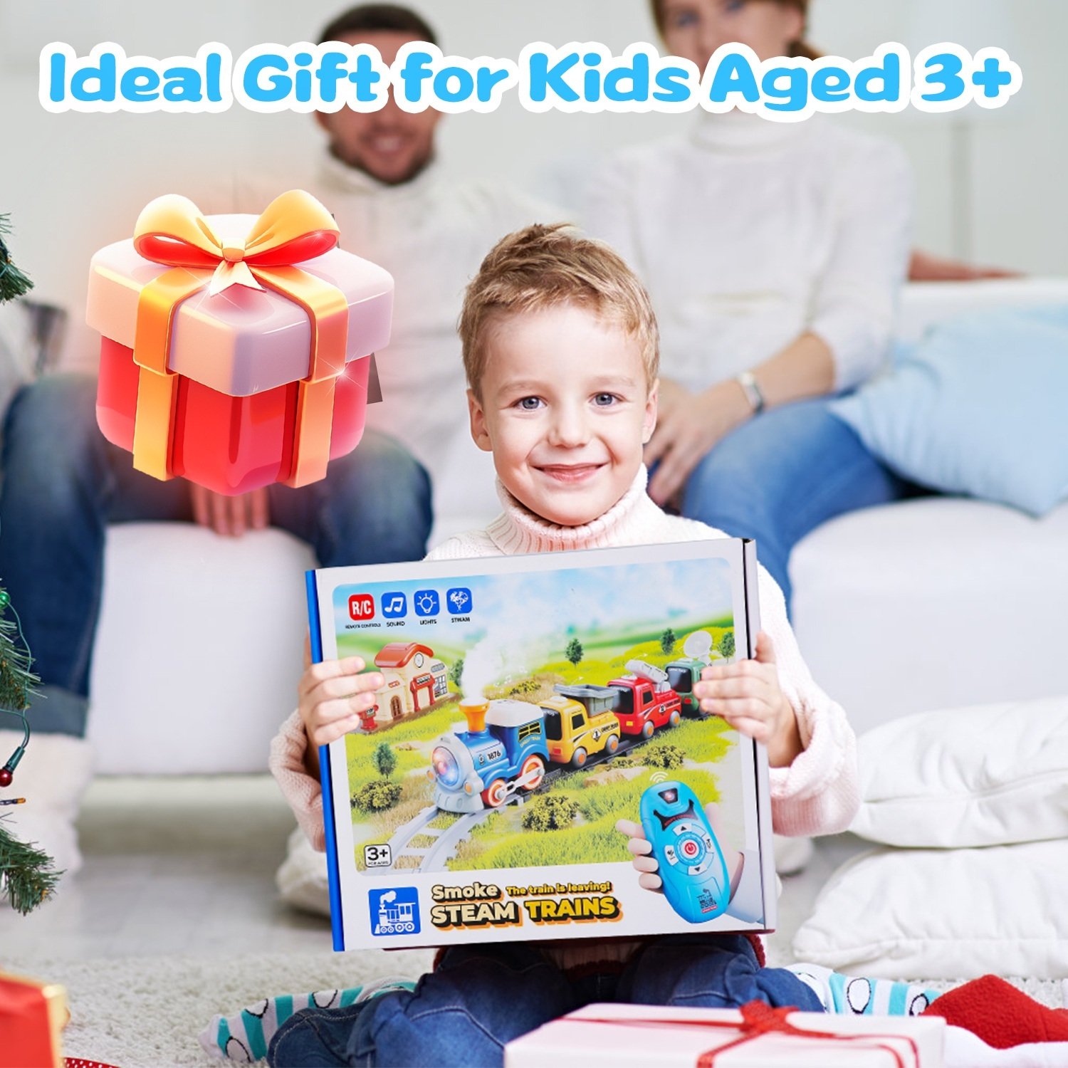 Train Toys With Locomotive 3 Trucks Gifts For Kids Aged 3 to 6 Years - Image 5