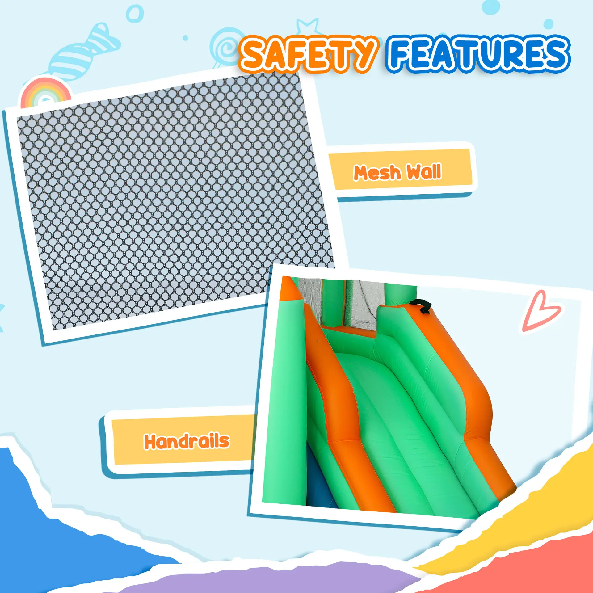 8 in 1 Inflatable Bounce House Water Slide with 550W High Power Blower, for 3-8 Years - Image 4