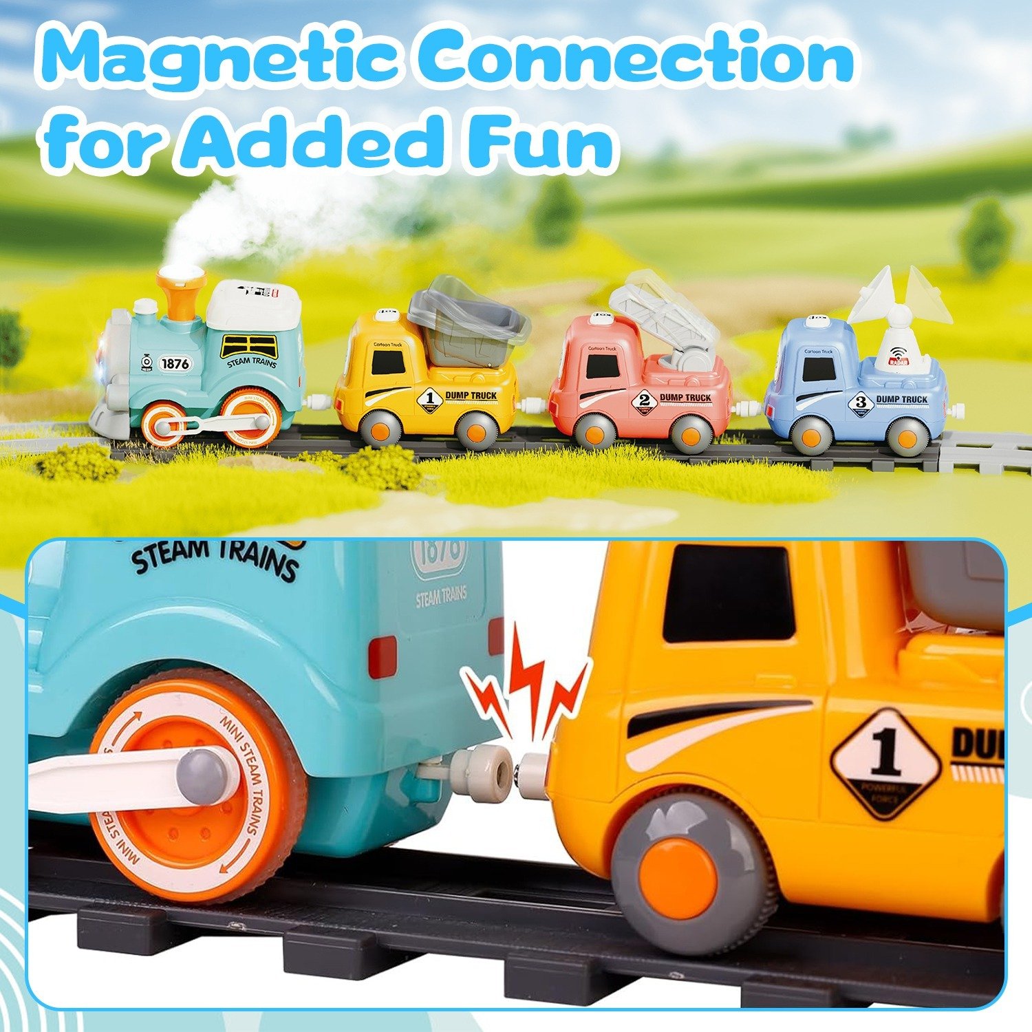 Train Toys With Locomotive 3 Trucks Gifts For Kids Aged 3 to 6 Years - Image 4