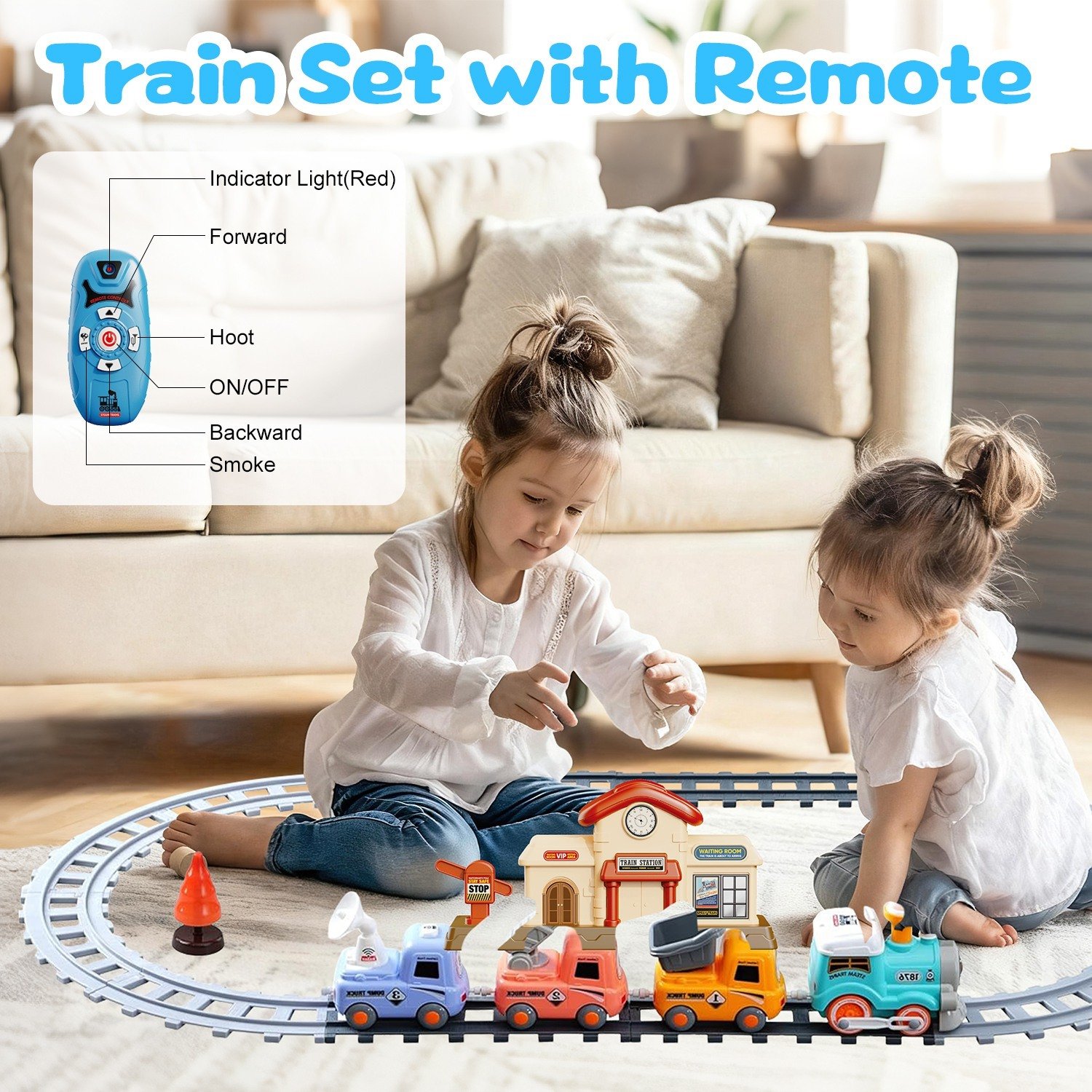 Train Toys With Locomotive 3 Trucks Gifts For Kids Aged 3 to 6 Years - Image 7