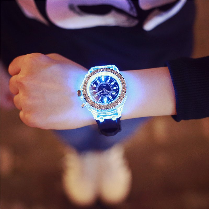 LED Luminous Watches Geneva Women Quartz Watch Women Ladies Silicone Bracelet Watches - Image 2