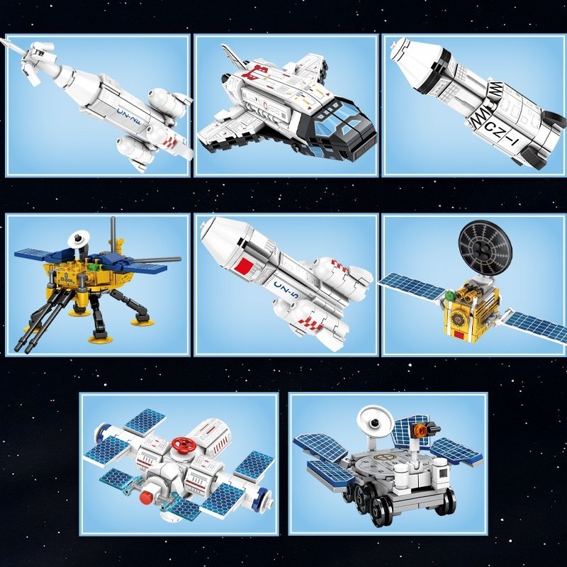 Building Blocks Spacecraft Space Rocket Combination Assembled Aircraft Model Children's Educational Puzzle Small Toys - Image 4
